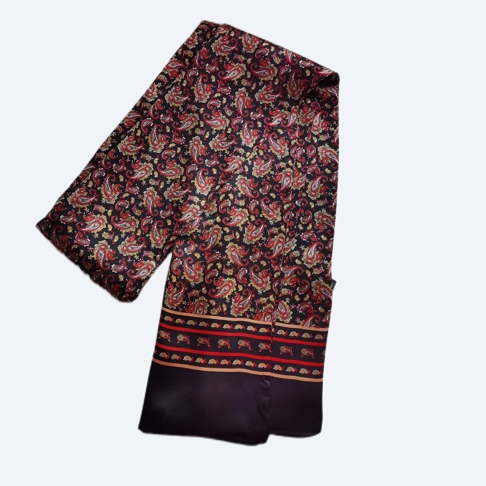 Мужской 100% шелковый шарф Пейсли Винтажный Длинный двухслойный шейный платок