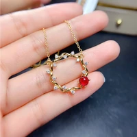meibapj natural ruby fashion garland pendant necklace genuine 925 silver red stone fine wedding jewelry for women