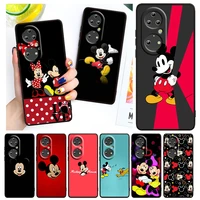 cartoon cute mickey mouse for huawei p50 p40 p30 p20 lite 5g pro nova 5t y9s y9 prime y6 2019 black soft cover phone case
