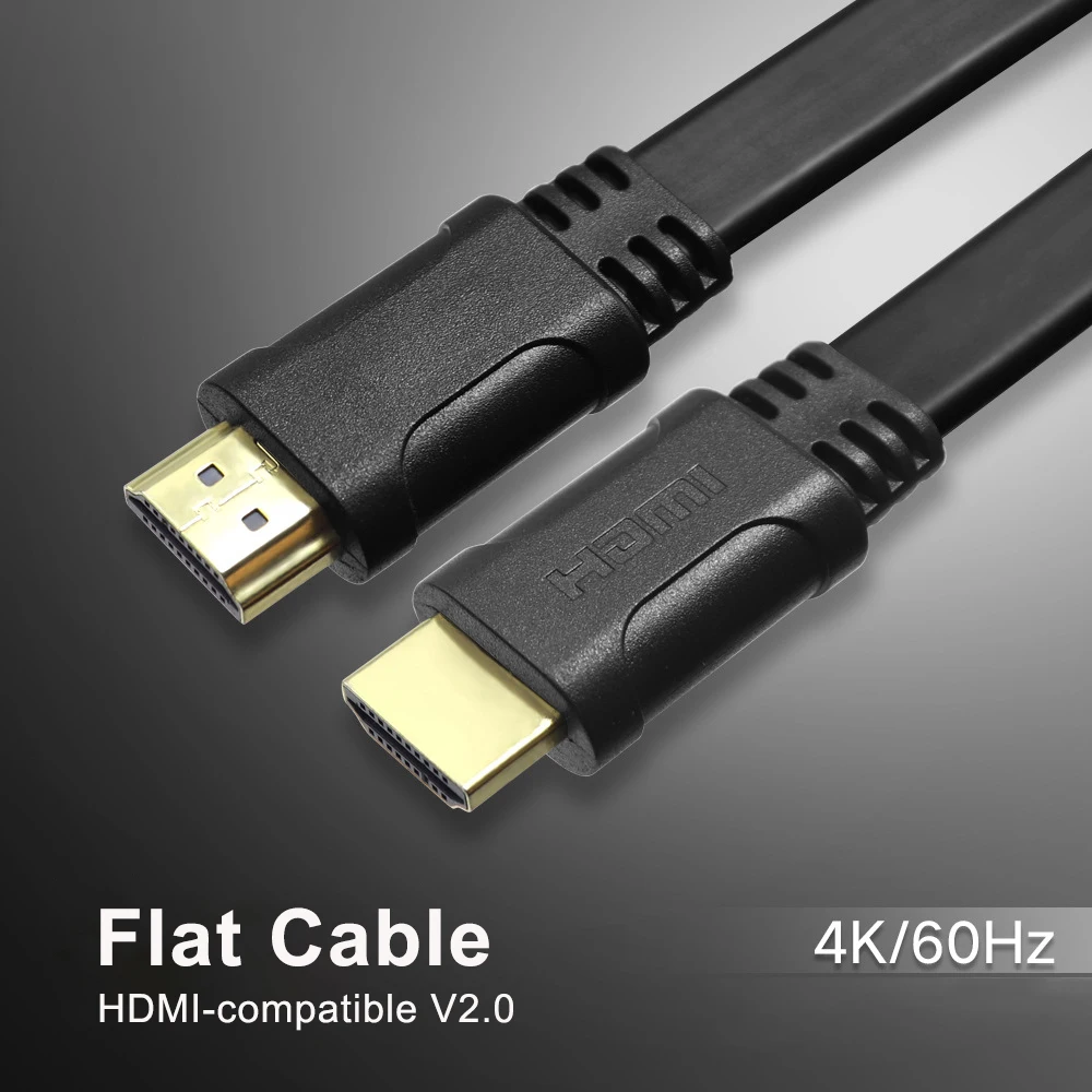 Flat Cable HDMI-compatible 4K 60Hz 1m 2m 2K 144Hz 3D HDR eARC Video Thin Cord Flexible HDMI-compatible Cable 2mts Slim Wire Gold