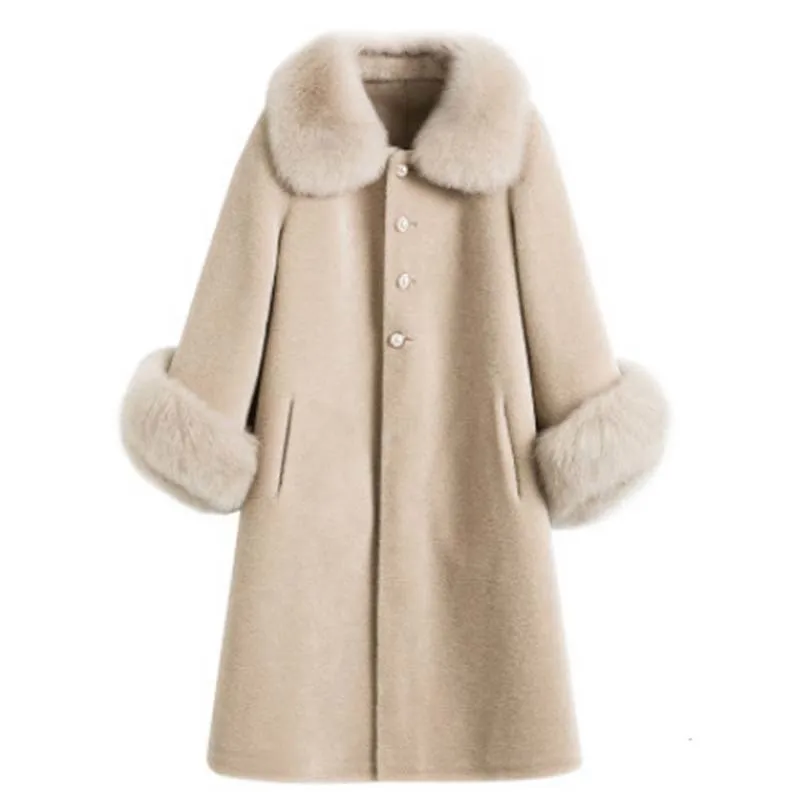 Ladies Jacket Women Winter Cashmere Thick Warm Lapel Teddy Coat Snow Outwear Faux Fur Single-breasted Overcoat 5XL