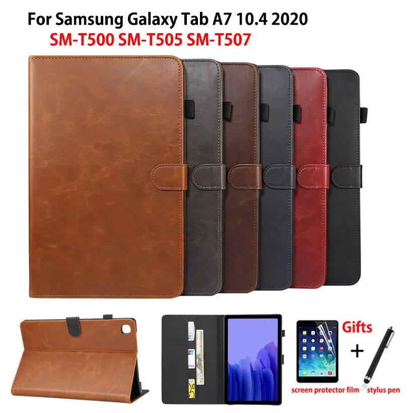

Luxury Case For Samsung Galaxy Tab A7 10.4 T500 SM-T500 SM-T505 SM-T507 Cover Funda Tablet PU Leather Stand Shell Capa +Gift
