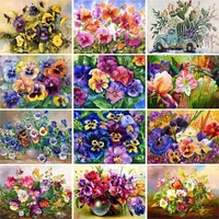 gatyztory 60x75cm painting by numbers for adults colorful flowers diy picture by numbers on canvas frameless home decor gift