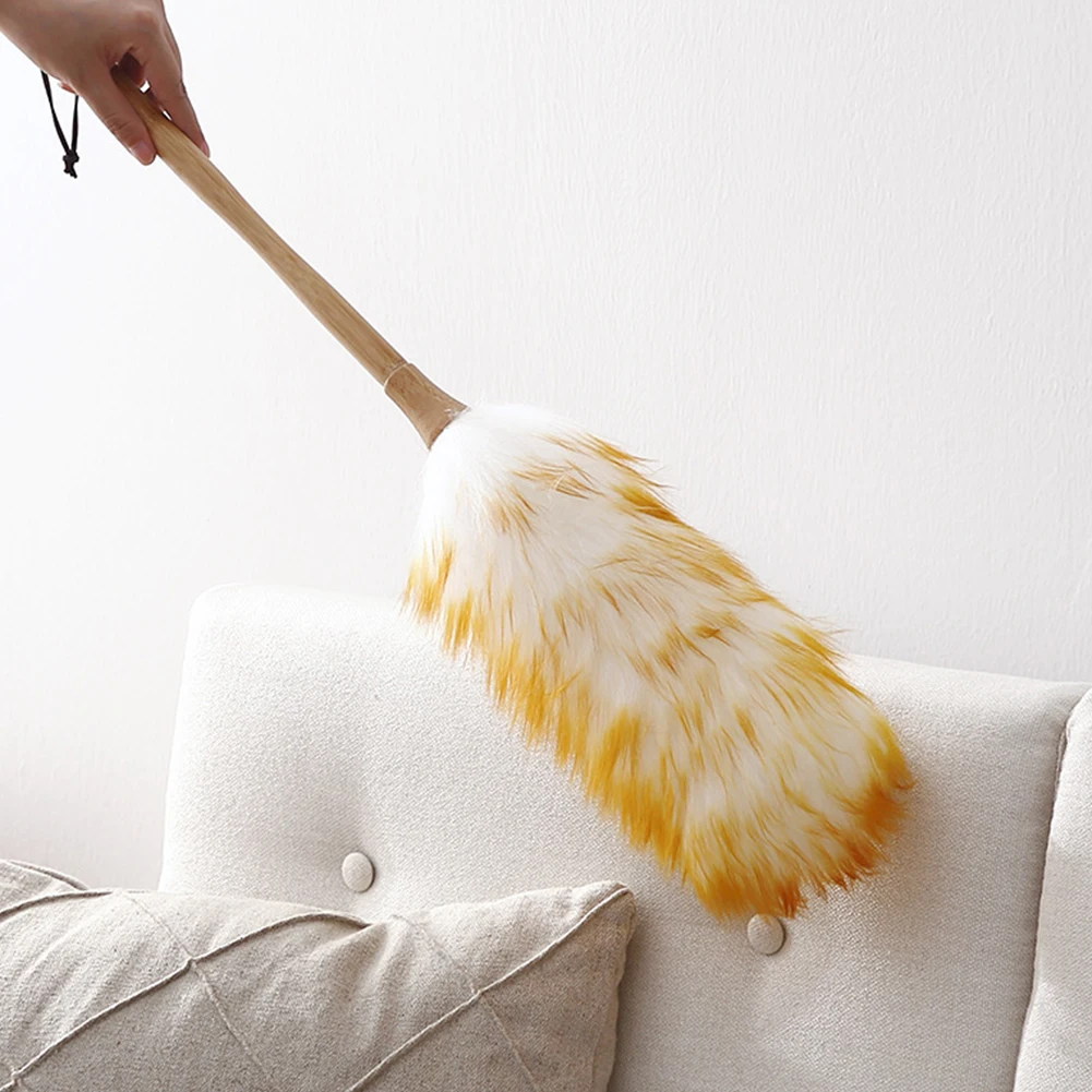 

Soft Sofa Wood Handle Dust Sweeping Car Furniture Lambswool Duster Long Non-static Modern Home Cleaning Brush Non Slip