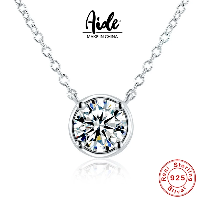 

Aide Simple Luxury Glitter Necklace 925 Silver Not Allergy Moissanite Pendant Jewelry 1 CT D Color Moissanite Necklace 5mm