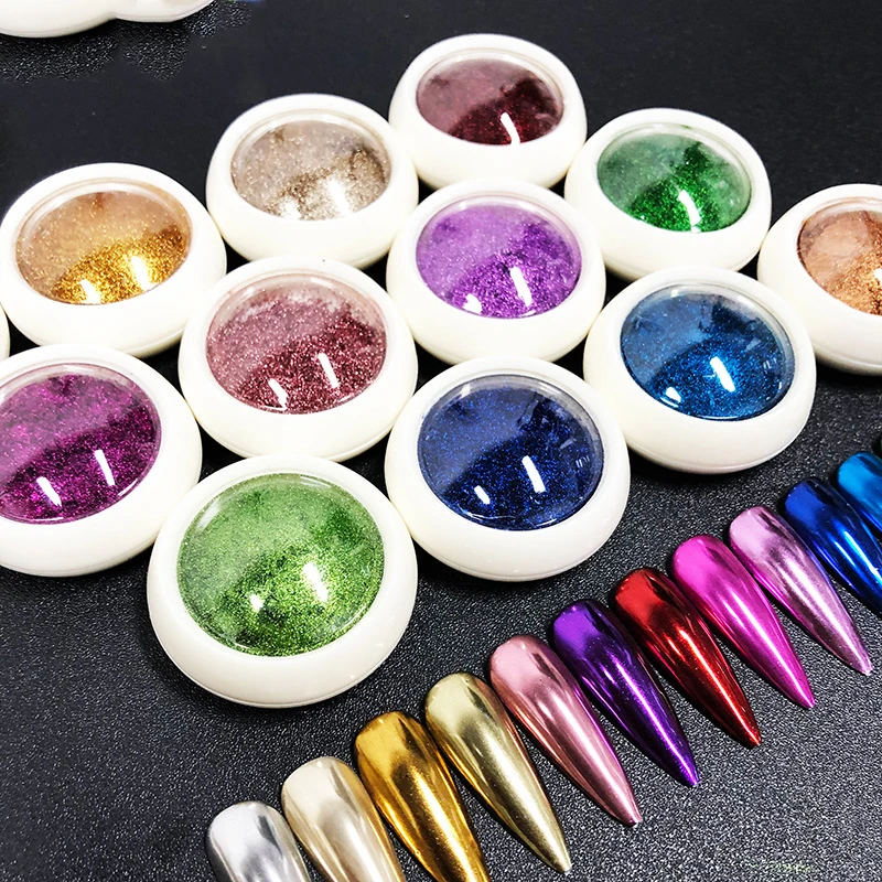 

Net1-2g Mirror Pigment Powder 1Jar Metallic Shiny Magic Effect Mirror Powder 2023 Gold/Silver UV Gel Polish Dust Glitter Powder