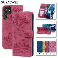 shockproof phone bags case for samsung galaxy s22 s21 ultra plus s20 fe protection stand holder flip leather wallet card cover
