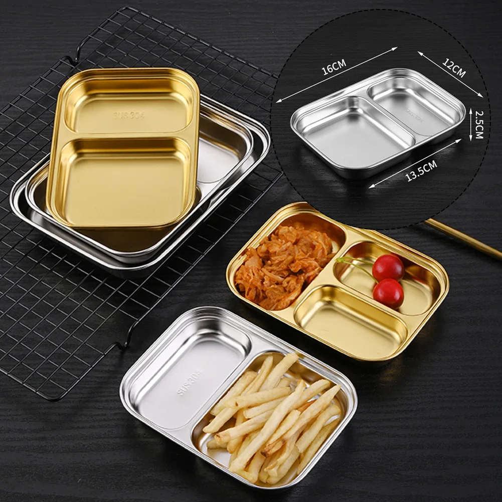 

Divided Dinner Tray Lunch Container Food Plate Stainless Steel For School Cantee Children Adult Company Restaurant Dinnerware