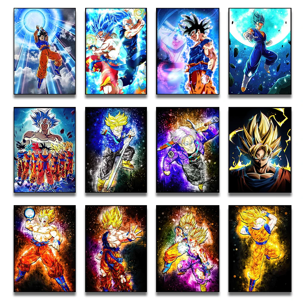 

Dragon Ball Anime Canvas Painting One Piece Printed Kakarot Poster Saiyan Transform Glow Mural Kids Room Bedroom Home Decor
