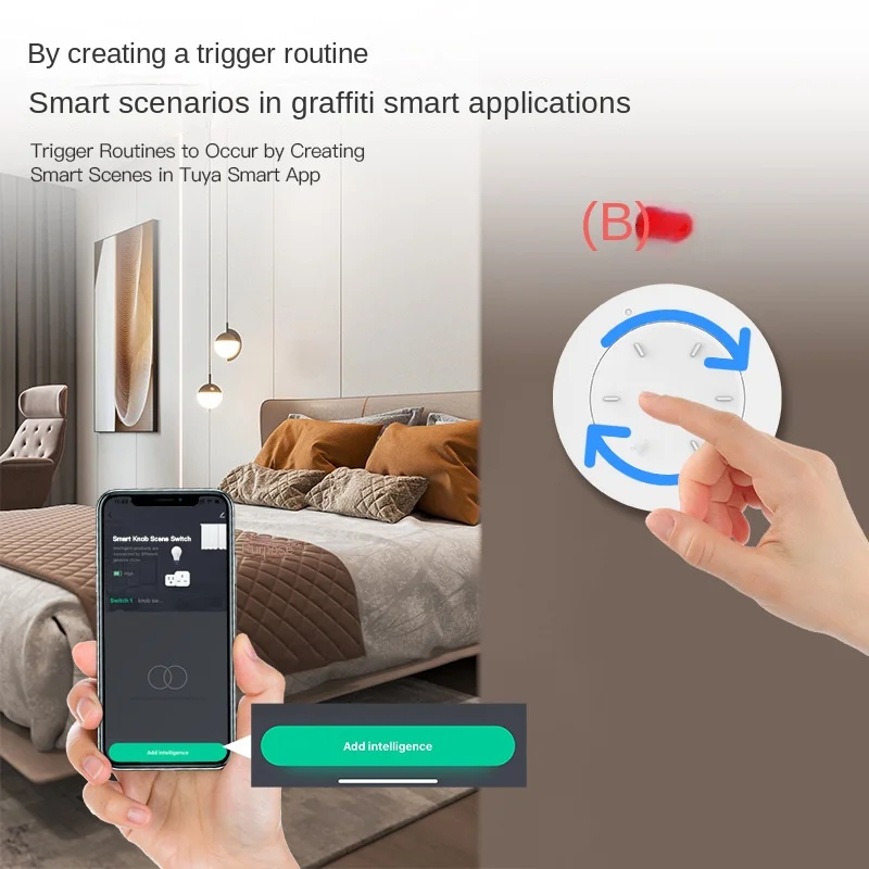 

Tuya zigbee smart knob button scene switch wireless free sticker smart home scene dimmer switch