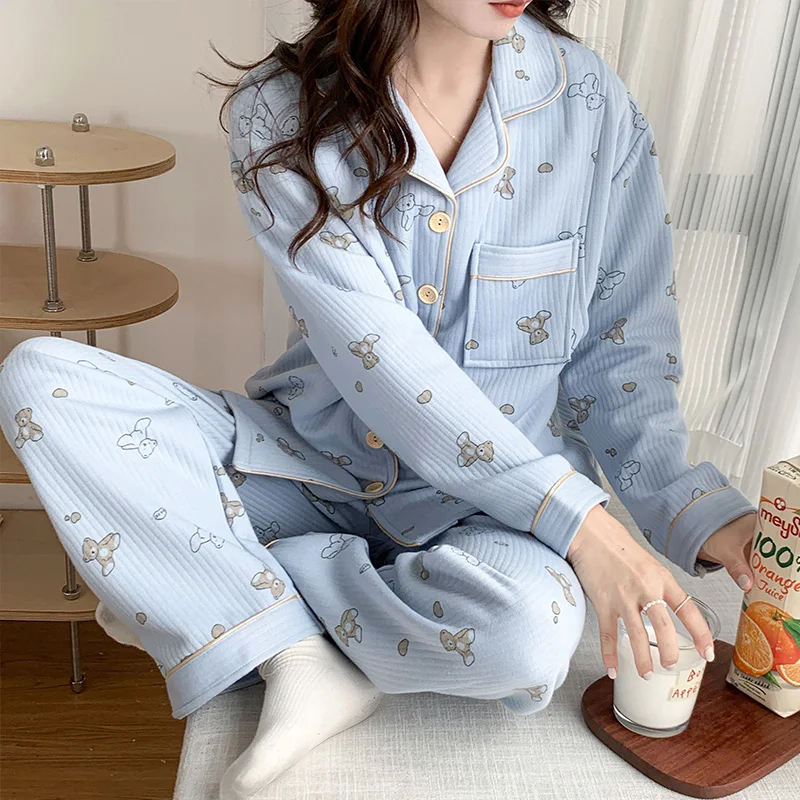 

6535 Cotton Padded Maternity Nursing Sleepwear Sets Pajamas Suits CLothes for Pregnant Women Pregnancy Sleep Home Lounge Wear