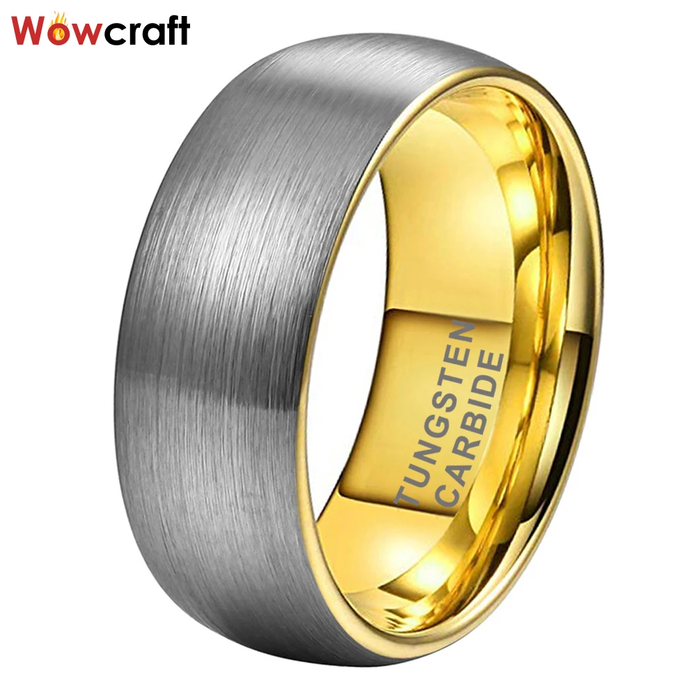

Классическое кольцо из вольфрамовой стали для мужчин и женщин, удобное обручальное кольцо с матовой отделкой, в металлическом купольном ст...