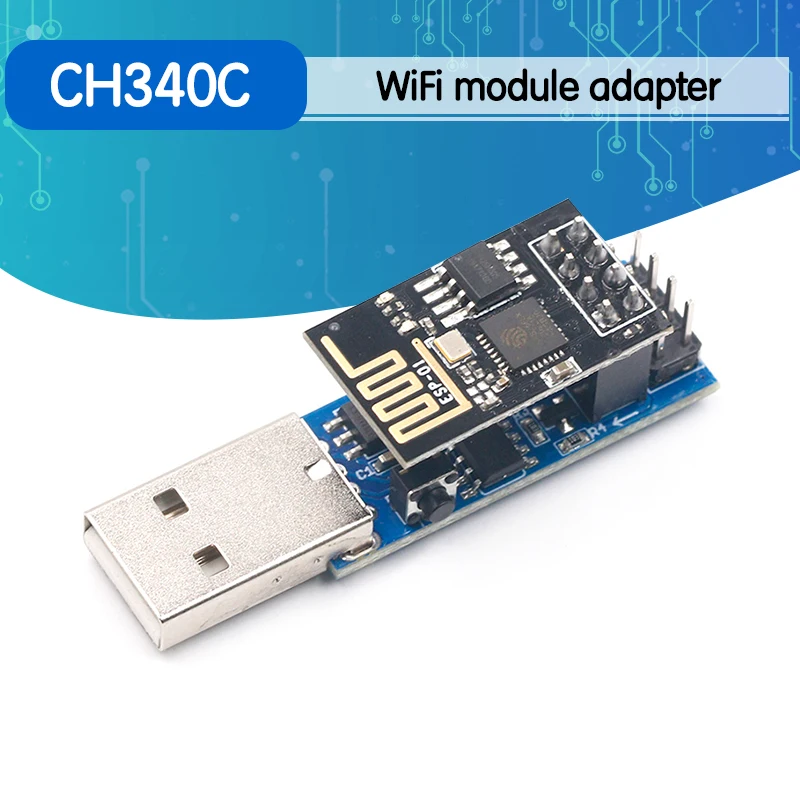 

ESP8266 ESP-01/ESP-01S WIFI Module Adapter Download Debug Link Kit CH340C for Arduino IDE USB to ESP8266 ESP-01s DIY Kit