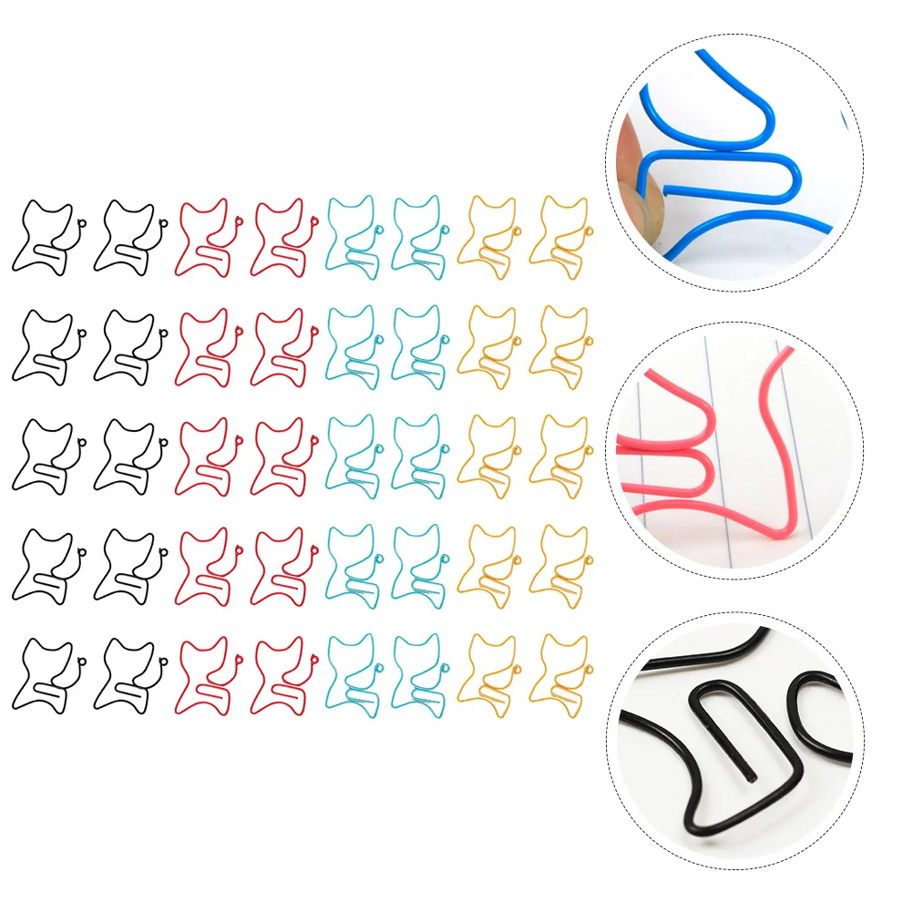 

50pcs Cat Shape Paper Clips Creative Clips Office Stationery (Random Color)