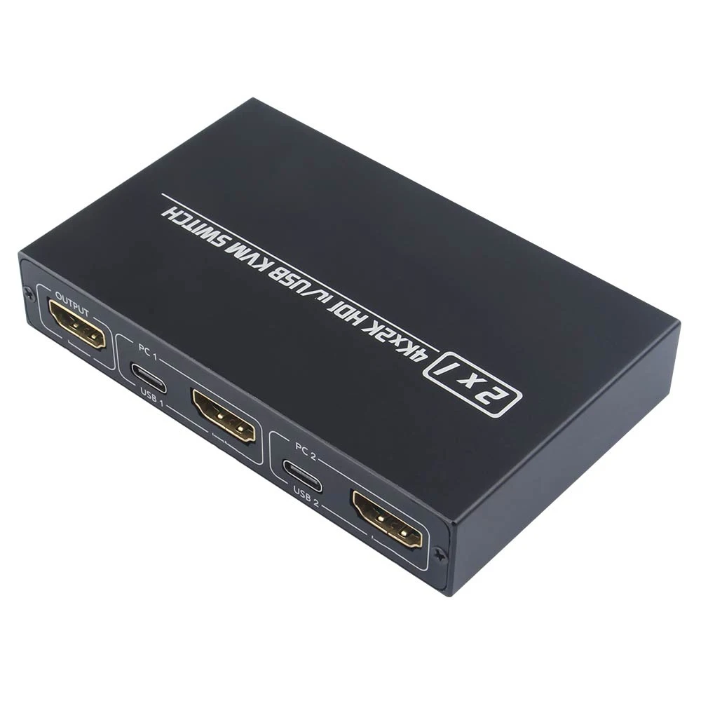 HDMI-совместимый KVM-переключатель двойной ПК на один монитор с 2 USB-портами 4K USB