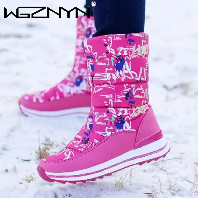 

Женские зимние сапоги 2022, бархатные теплые сапоги на толстой подошве из хлопка, водонепроницаемые Нескользящие сапоги средней длины, женские сапоги