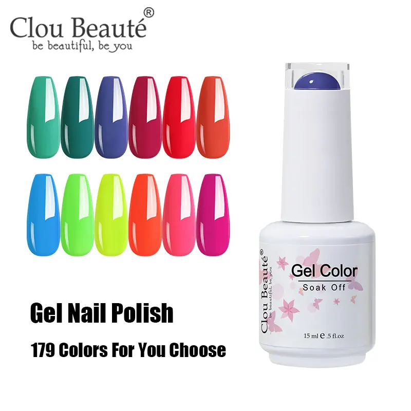 

Clou Beaute 15ml UV LED Nail Gel Polish Soak Off Enamel Gel Polish Set All For Manicure Color Nail Gel Varnish Nail Art Design