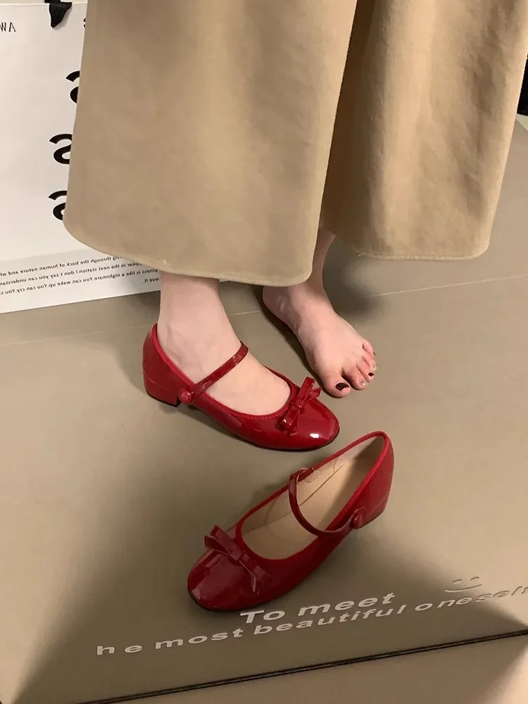 Женские туфли-лодочки в японском стиле Туфли Мэри Джейн с круглым носком