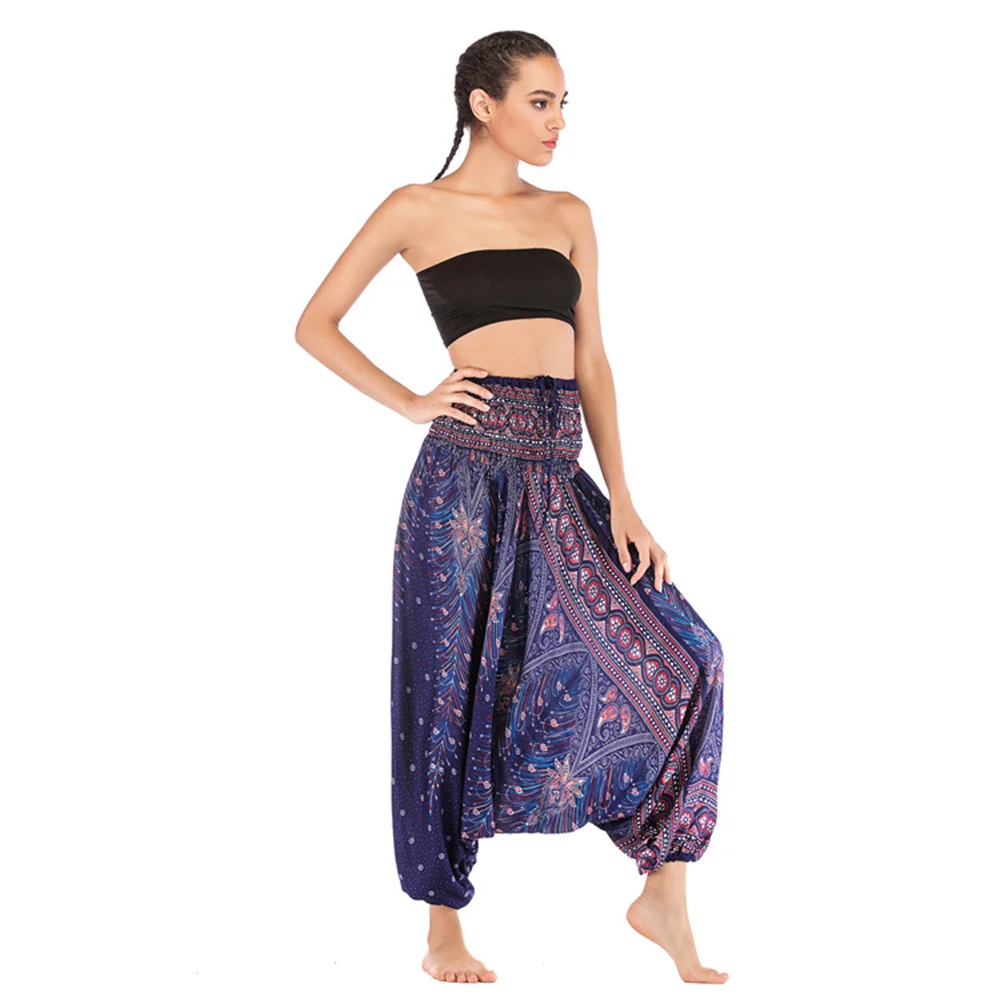 Bohemian Printed Big Crotch Pants European and American Casual Sports Breathable Yoga Trousers Ethnic Fashion Jumpsuit