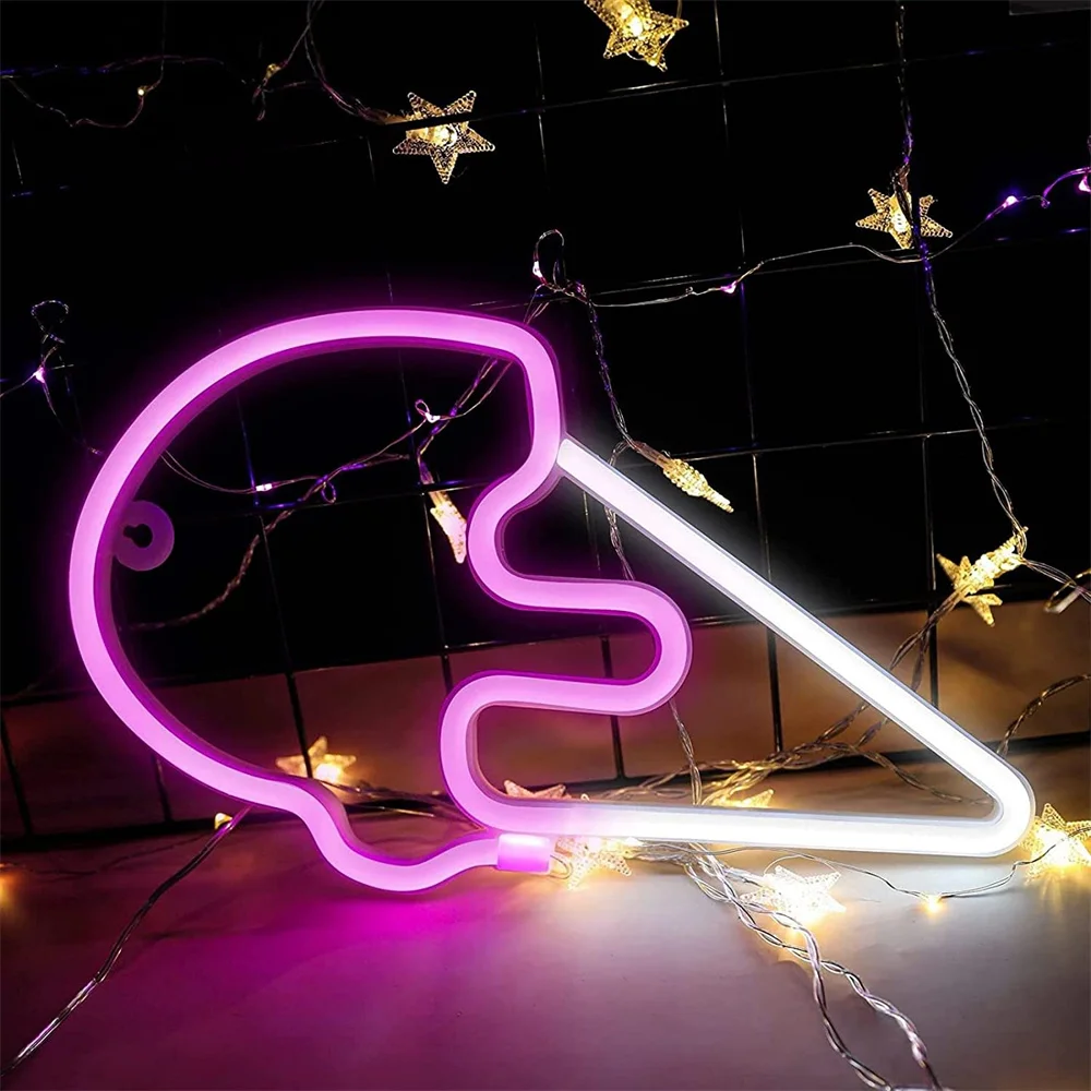 

USB/Battery Powered Ice Cream Neon Signs Summmer Decorative Light Christmas Gifts Indoor Wall Decor for Bedroom,Bar,Party,