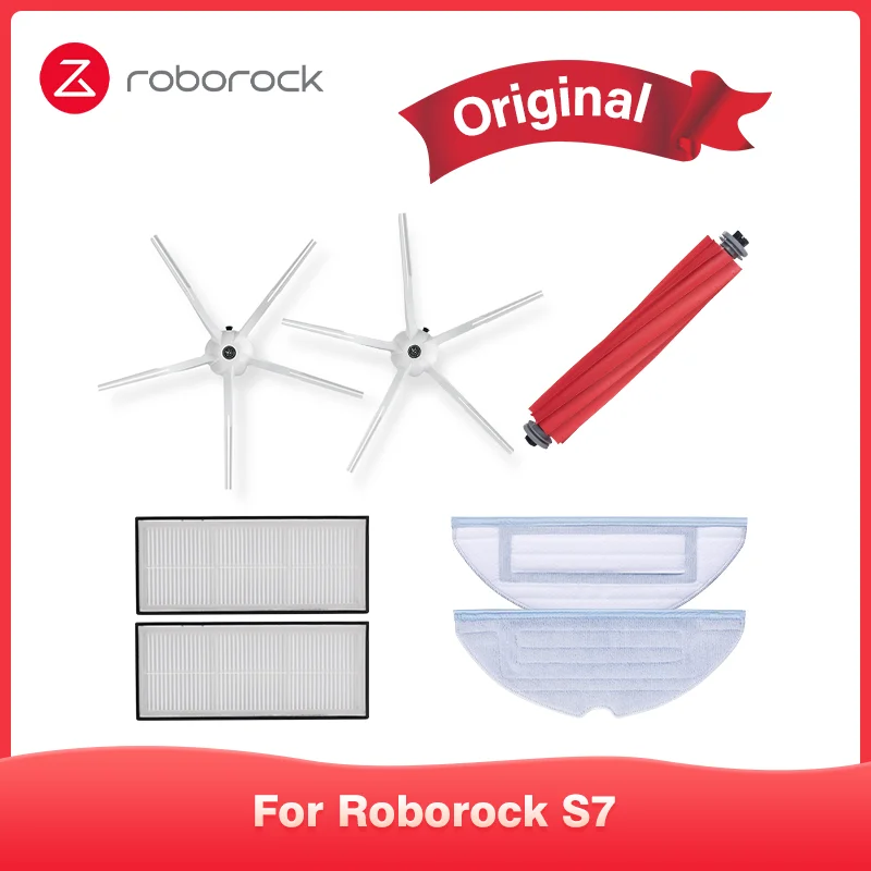 Original Roborock Accessory Kit for roborock S7 ,S7 Side Brush,S7 Washable Dustbin Filter,S7 Mop Cloths,S7 Main Brush(Optional)