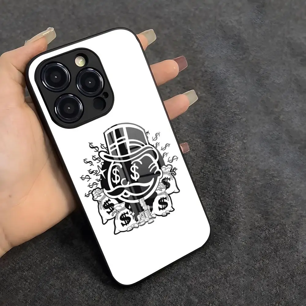 Фото Чехол для телефона Dollar Alec M-Monopoly Man для iPhone 17 Air 16 E Pro Max 15 14 13 Mini 12 Pro 11 Max Plus, черный, стеклянный №5