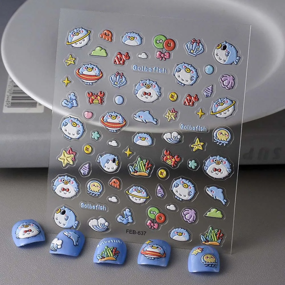 Наклейки для ногтей с изображением раковины звезды и океана Дельфин морская