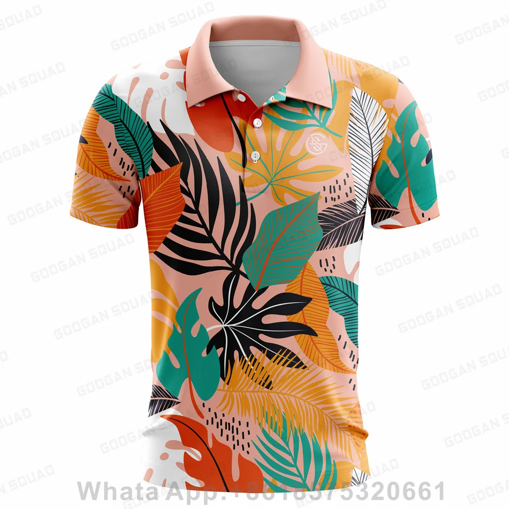 

New Men Summer Golf Polo Shirts Floral Casual Print Fashion Tops Short Sleeve T-shirt Quick Dry Breathable Polos Shirt Clothing