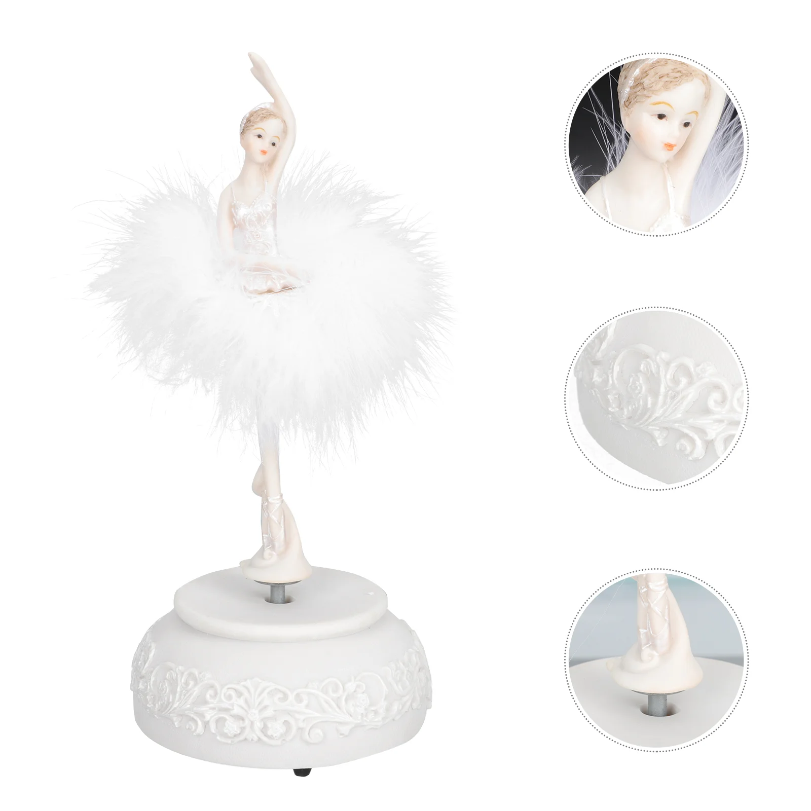 

Dancing Girl Musical Box Desktop Musical Box Ballet Melody Box Festival Gift (White)