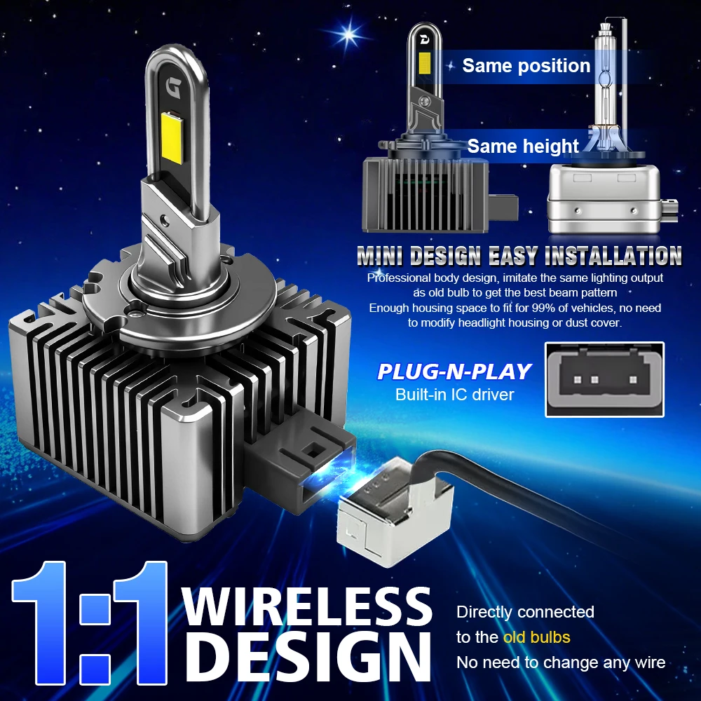 Фото Лампа для фар D1S HID Xenon LED, 6000K, белая, суперяркая, 12В, для Mercedes Benz S-класса W221 2007-2013 годов выпуска №2
