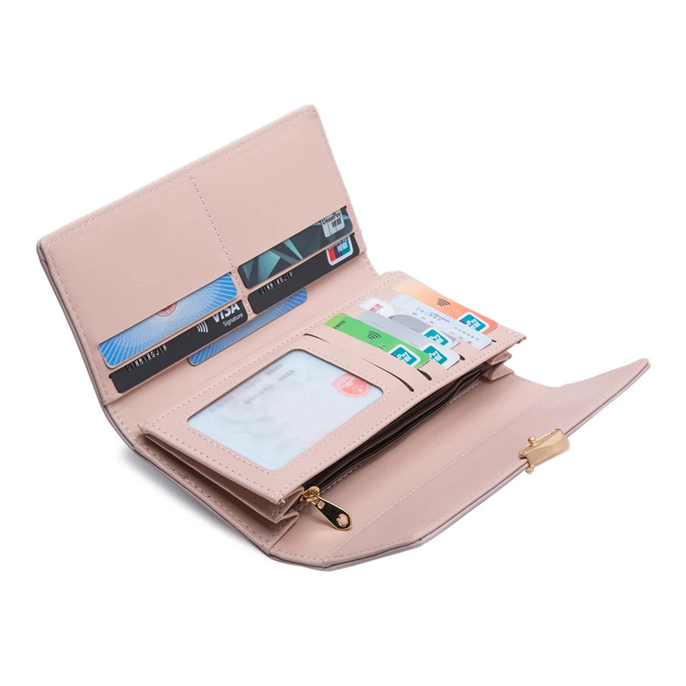 Fancy Golden Leaves Buckle Long Wallet For Women Wear-Resistant Ultra-thin Coin Purse Money Card Storage Unique Handbags