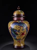 14 tibetan temple collection old bronze cloisonne enamel dragon and phoenix general jar storage jar ornament town house