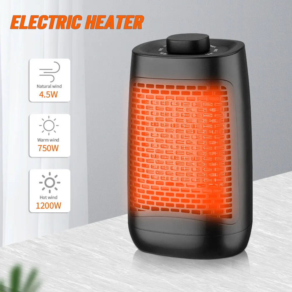 

Регулируемый термостат и защита от перегрева, керамический космический обогреватель для спальни, гостиной, офиса, 1200 Вт