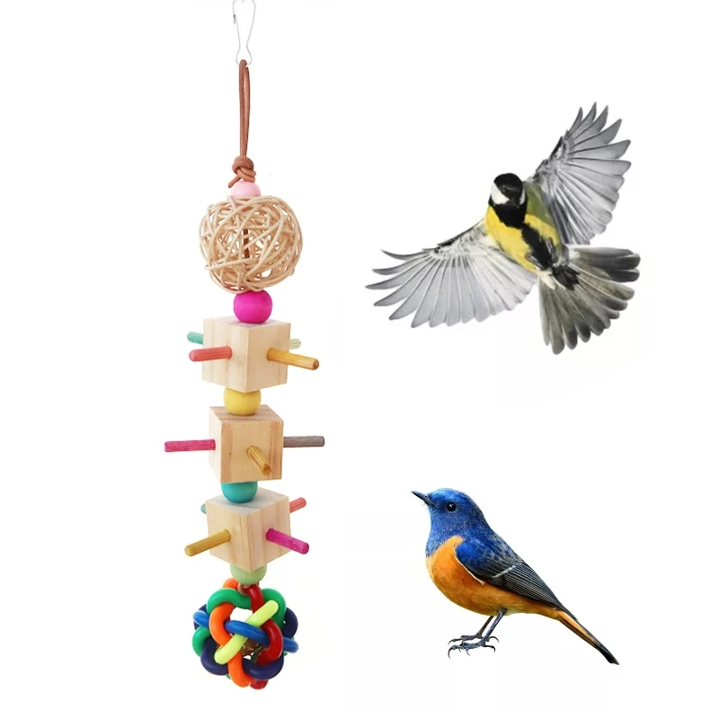 

Bird Tearing Toy Wooden Blocks Parrot Chewing Toys for Parakeets Cockatiels K0AB