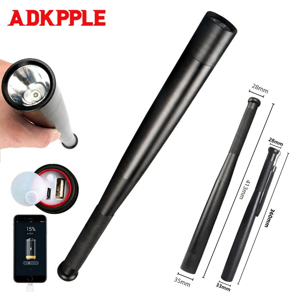 

Super Bright Baseball Bat LED Flashlight Waterproof Aluminium Alloy Tactical Torch Self Defense Camping Car Emergency Lighting