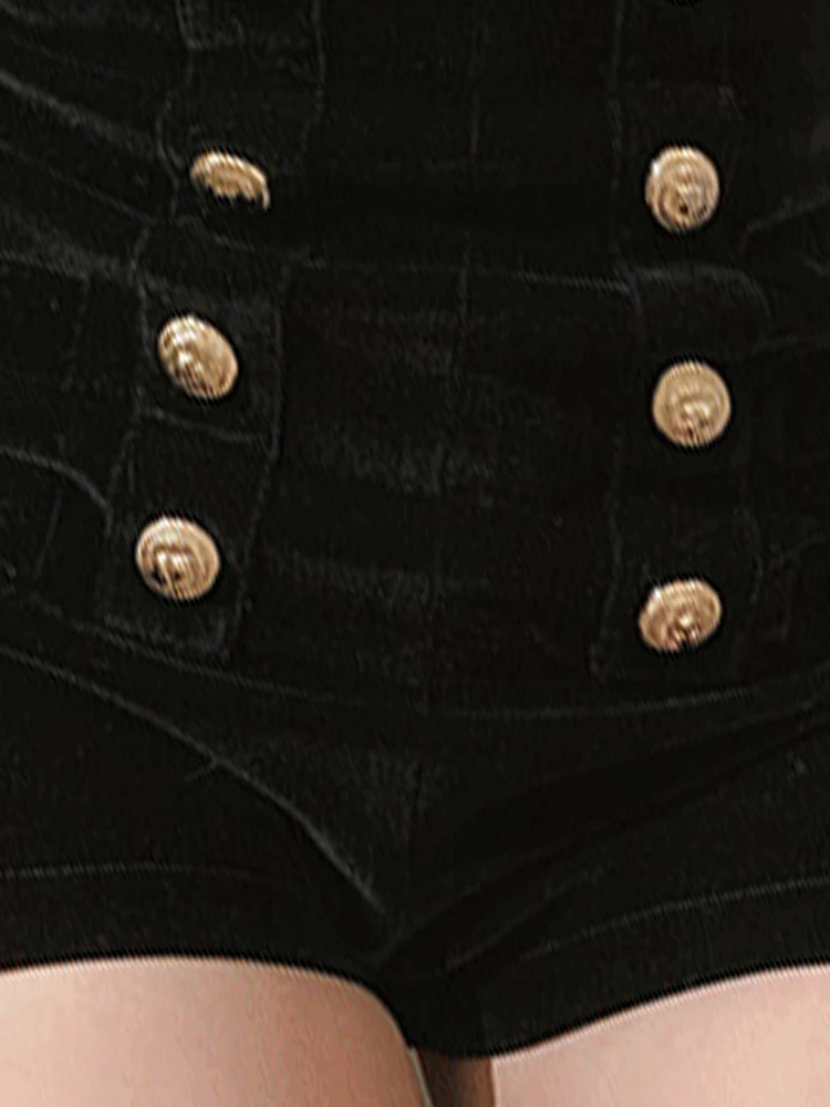 Lautaro весна лето короткие черные эластичные мягкие бархатные шорты женские с