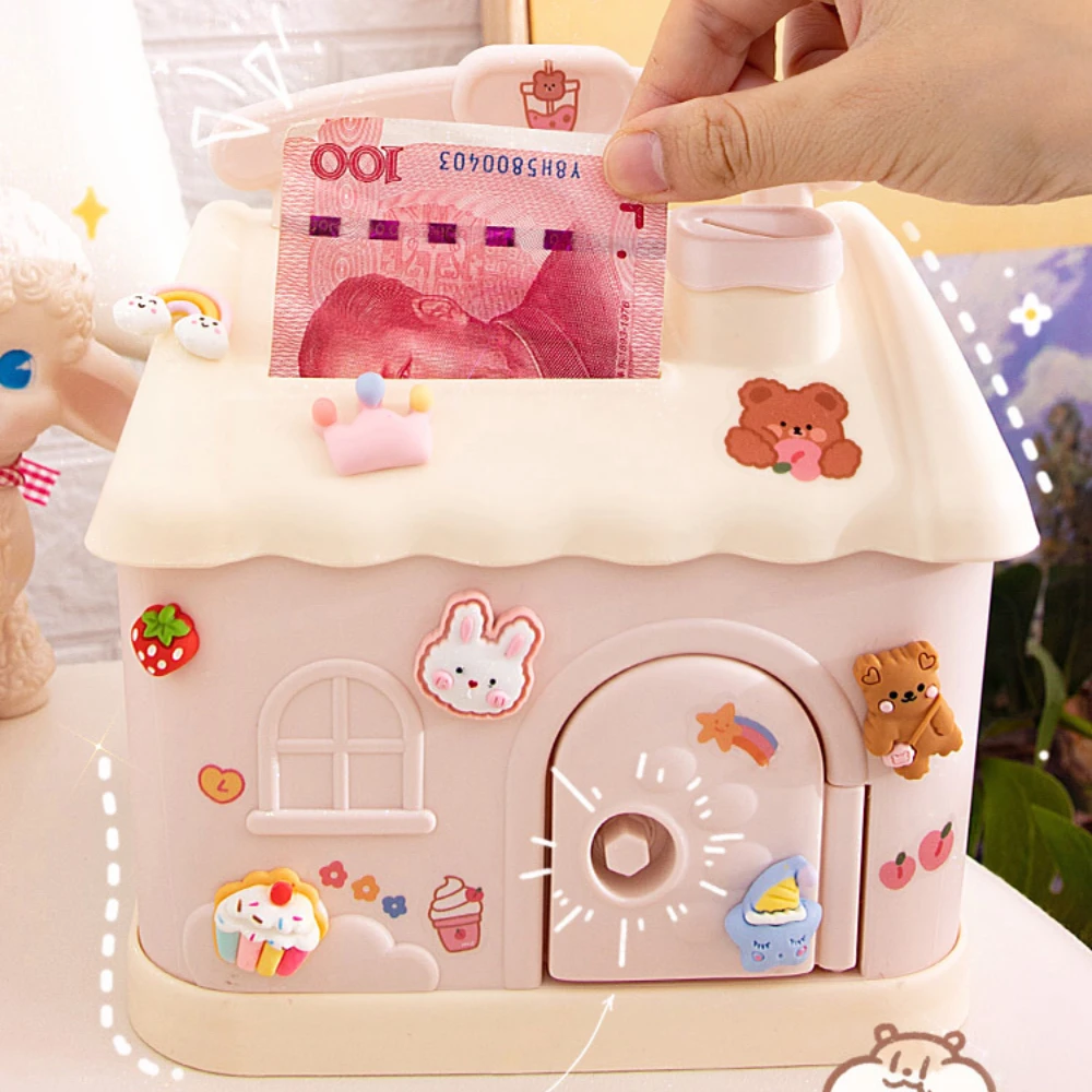 Милая копилка коробочки для денег детская японская квадратная с замком и ключом