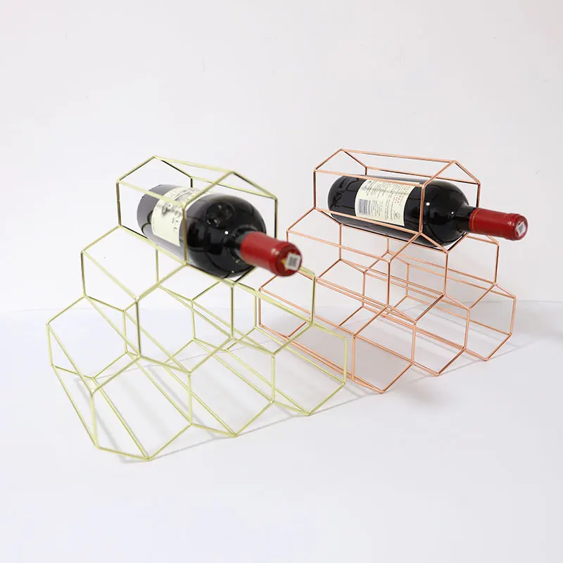 

6-Holes Golden Rose Wine Rack Strong and Sturdy Red Wine Basket Wine Storage Toolbar Chateau Bars Families Wine Bottle Container