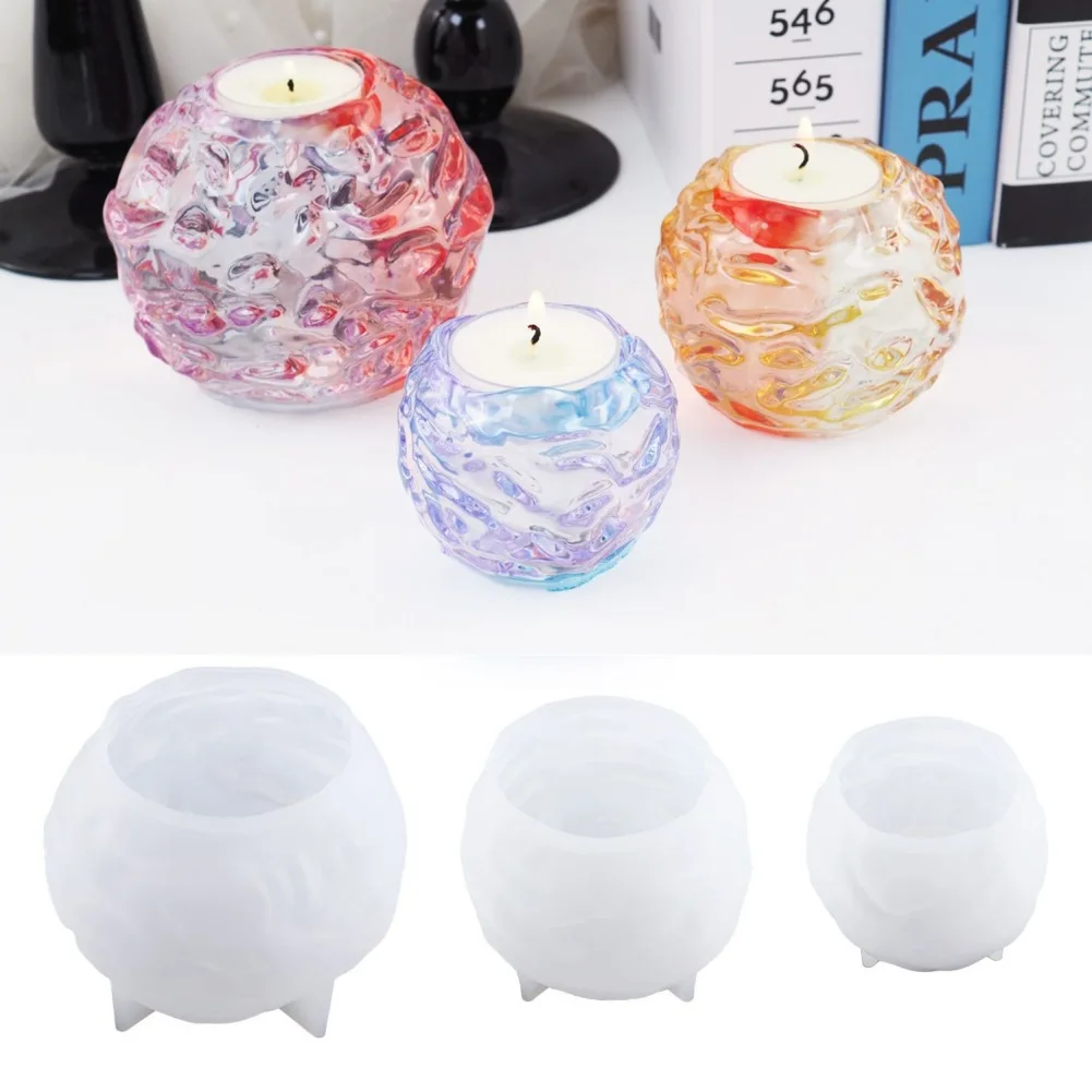 

DIY crystal drop resin mold Manual ice hockey irregular sphere candlestick mirror surface epoxy resin silicone mold