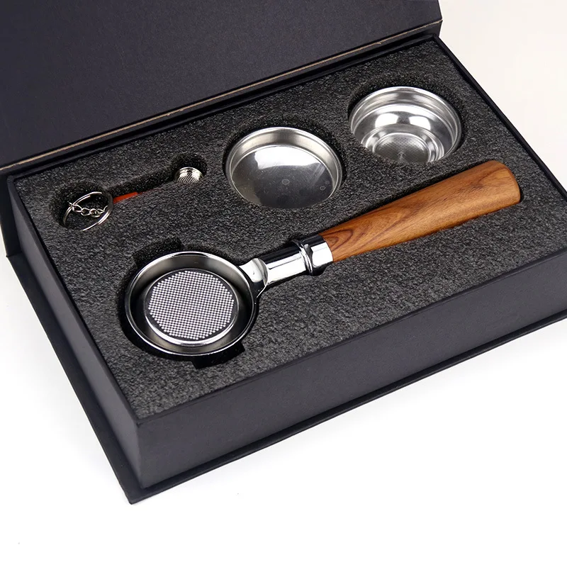 

Solid Wooden Handle 304 Stainless Steel Coffee Tools Italian Coffee Press Coffee Maker Brew Head Group-head 58MM Gift Box