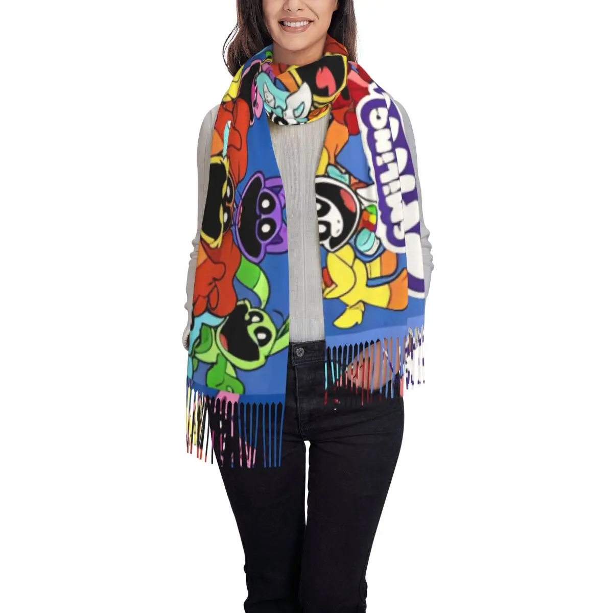 Улыбающийся шарф-защепка для малышей сохраняющий тепло шаль накидки с кисточкой