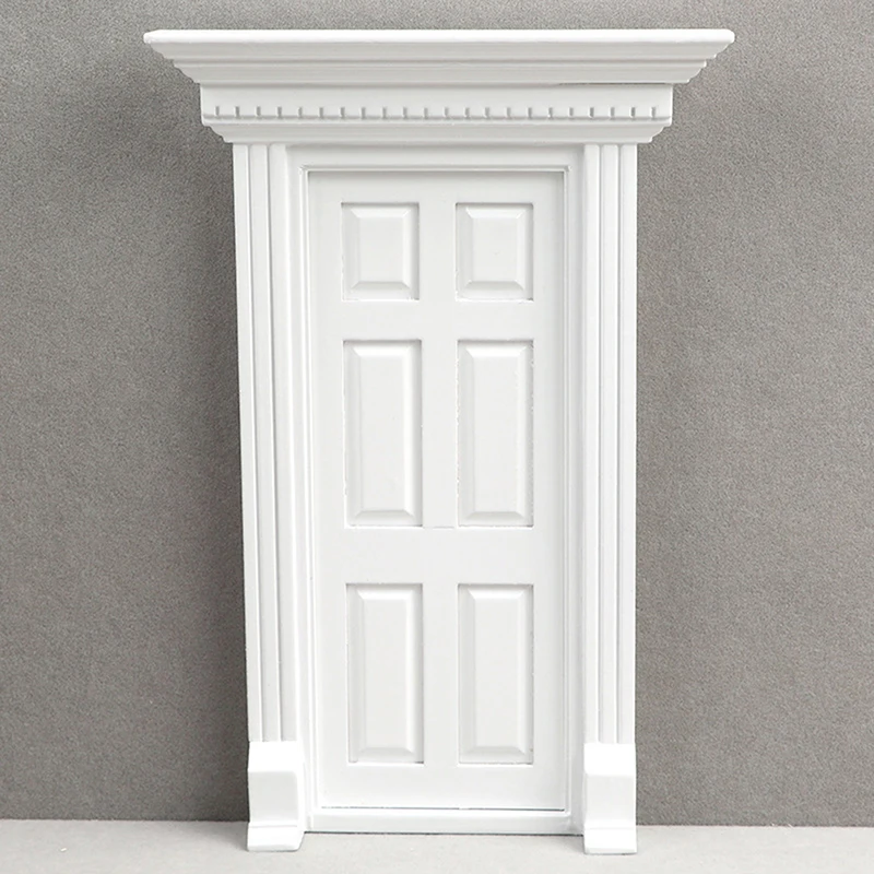 

1:12 Dollhouse Miniautre Furniture DIY Wooden Flat Top 6 Panel Door White Solid Wood Door Modle 1/12 Doll House Accessories