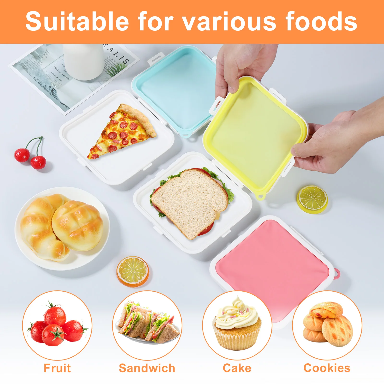 3 шт. контейнеры для сэндвичей силиконовая коробка хранения термостойкая с
