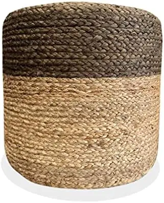 

& L Homes Pouf Ottoman - 100% Natural Jute Braided- Footrest Stool Hand Knitted - Traditional Cord Boho Pouffe - for The Liv Fol