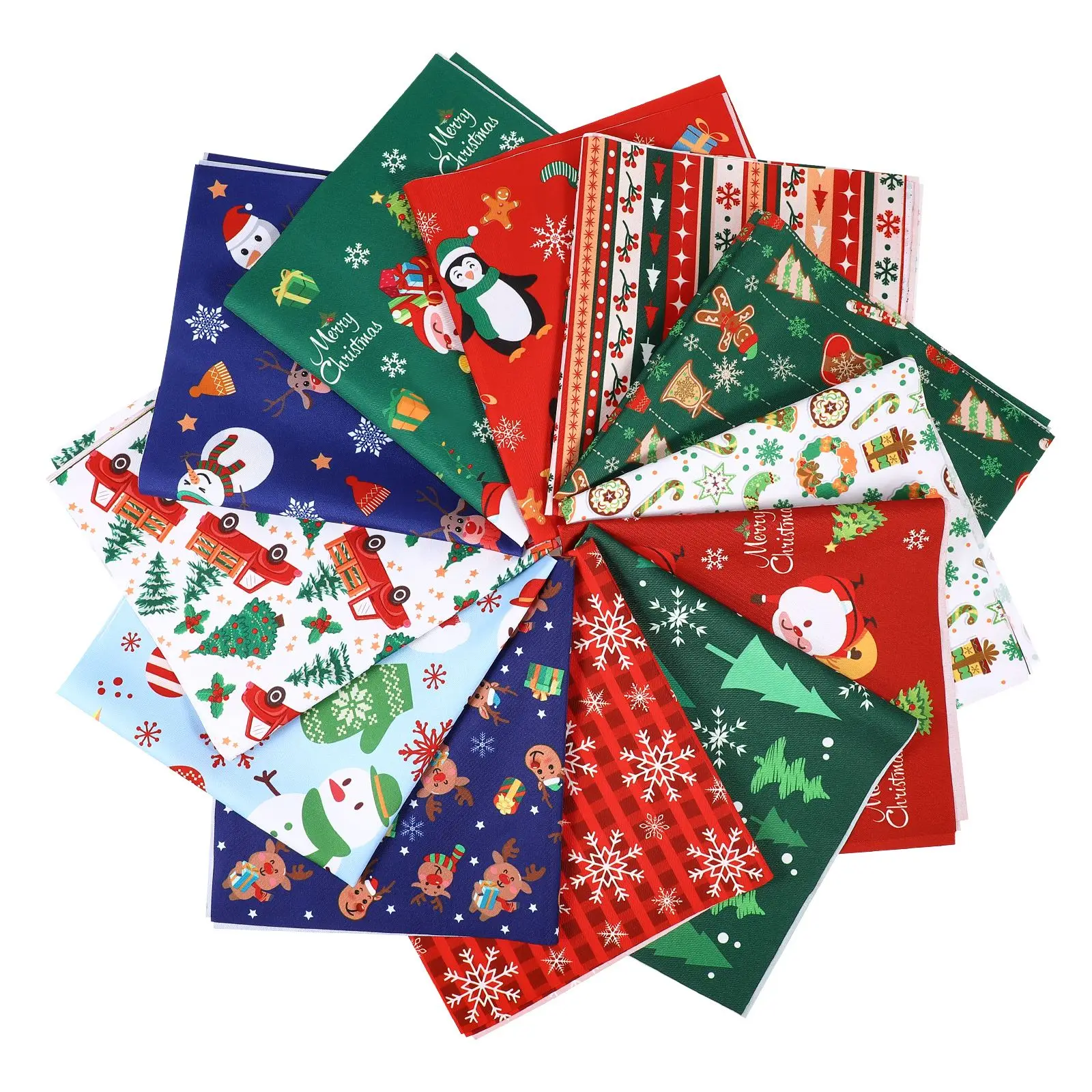 

12PCS Christmas DIY Cloth Adornment Doll Cloth Handmade Packing Cloth Sheet Polyester Cotton Fabric Xmas Printing Cloth Piece