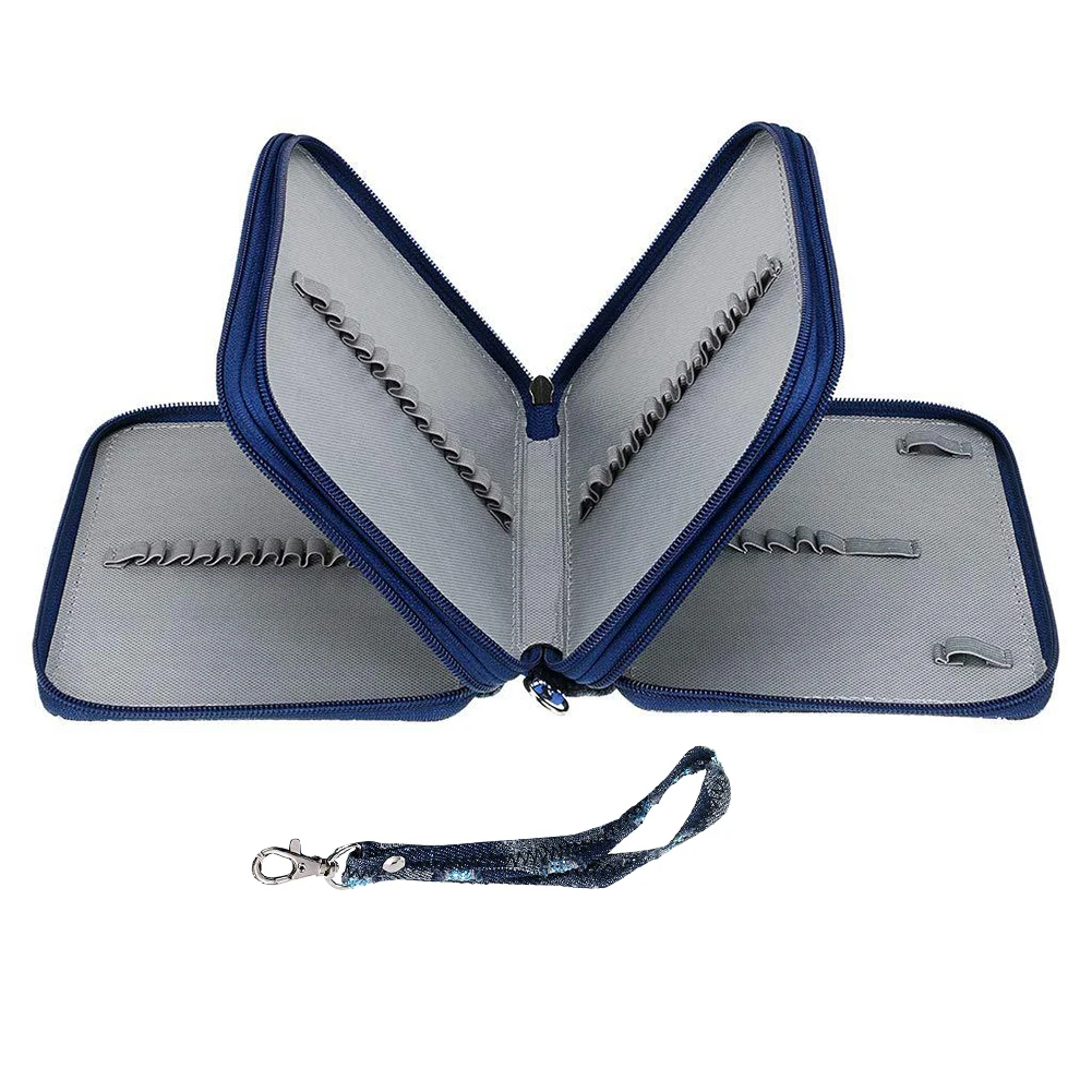 

78 Slots Students Large Capacity Pencil Case 3 Compartments Storage Organizer With Handle Strap Portable Pen Bag Universal