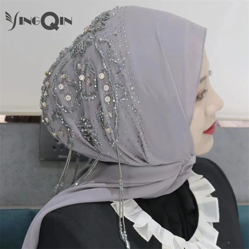 Muslim Women Shawl Headscarf Freeshipping Lace Summer Malaysia Chiffon Scarf  Hat Prayer Kufi Islam Saudi Arabia Headwraps