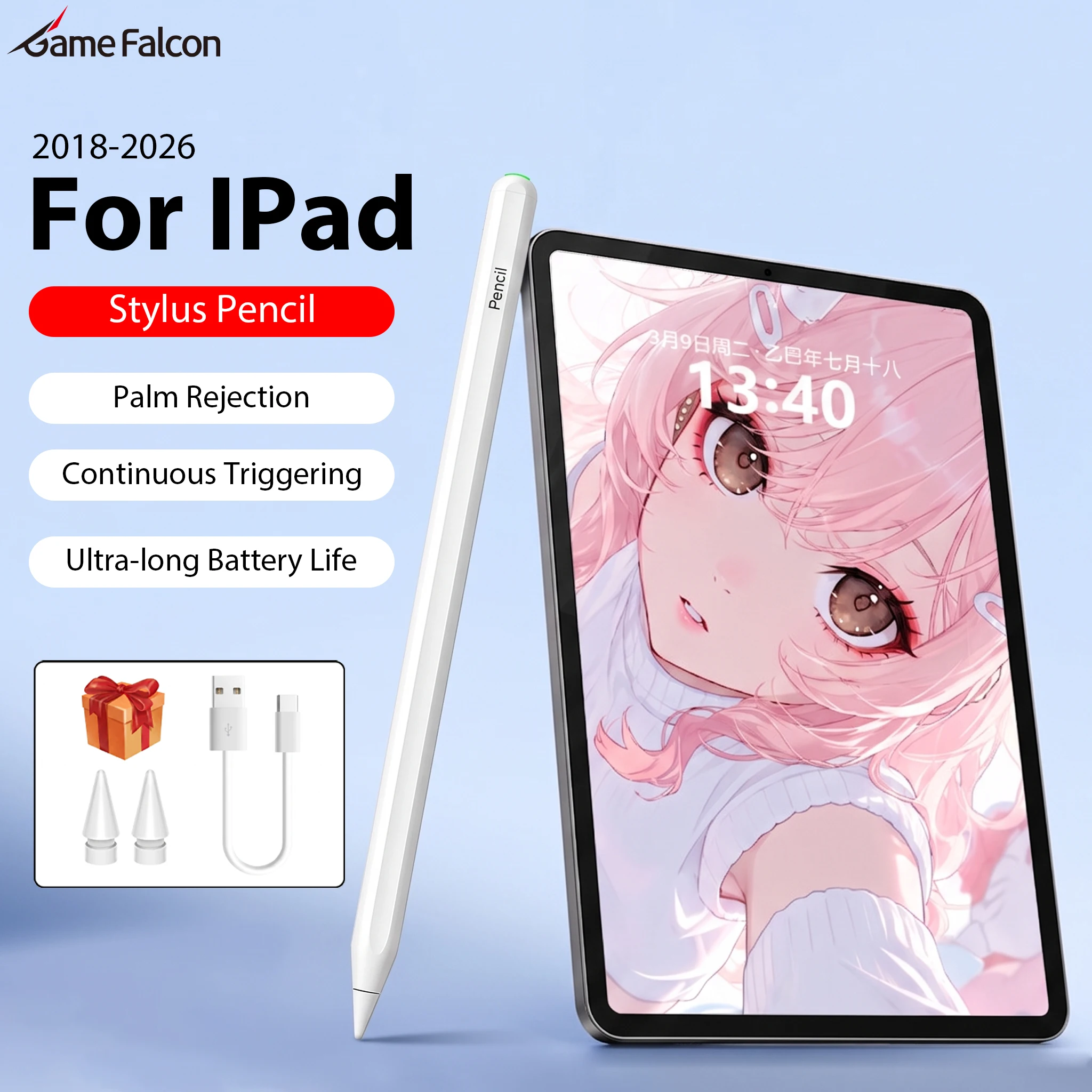 Фото Стилус для Apple Pencil для iPad Air 11 M2 M3 M4 A16 11-го поколения, Pro 12.9 13 M5, Air 6 5 4 10-го 9-го поколения, Mini 7 10.2, аксессуары №1