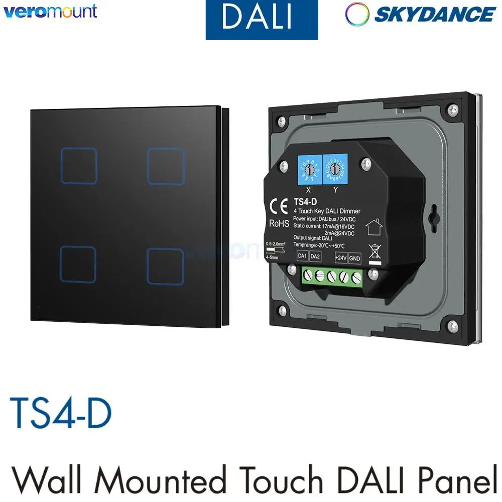 Skydance TS4-D 24 В постоянного тока 4 DALI адреса кнопки настенная сенсорная панель DALl Master