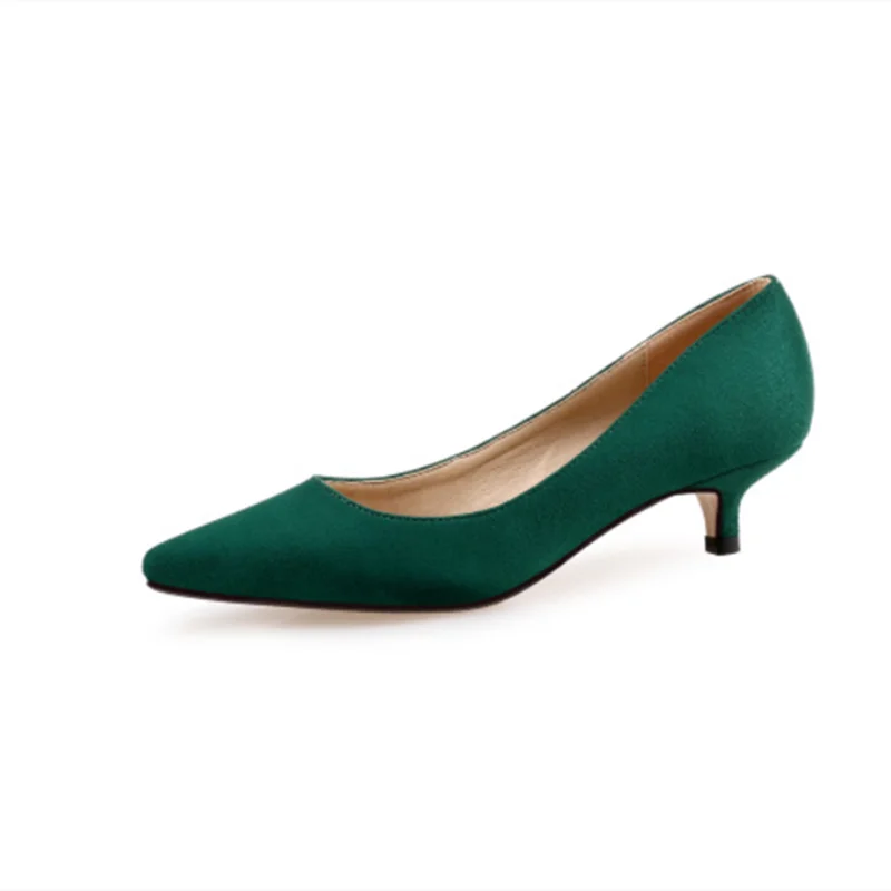 

Ladies Elegant Shoes Designer Pointy Toe Flock Pumps Plain Plus Size 33-43 Green Grey Slip-Ons Noiseless 3cm & 5cm High Heeled